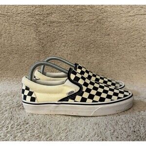 Vans Classic Checkered Slip On Black White Skate Shoes Sneakers Women’s Size 8.5